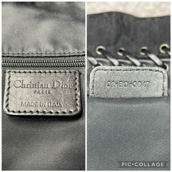 Christian Dior Diorissimo Whipstitch Oblique Heart Charm Shoulder Bag Black - Picture 15 of 16